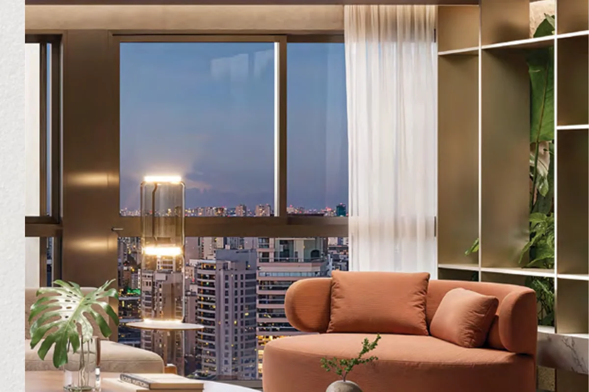 Living do apartamento decorado de 273 m² do Authoria por Dubai