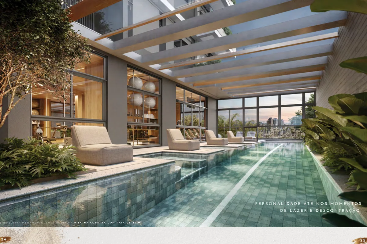 Piscina coberta com raia de 25 m e pérgola do Authoria por Dubai