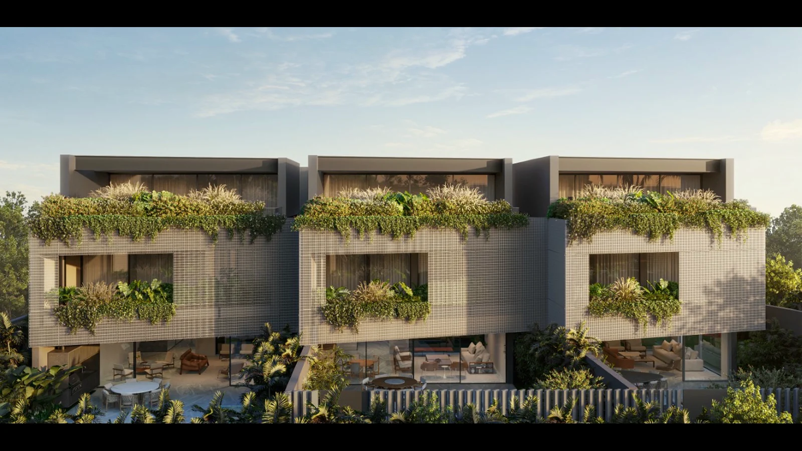 Fachada do Casa Praça, condomínio de 3 casas da Toca 55 no Jardim Paulistano, São Paulo, com arquitetura de Bernardes Arquitetura