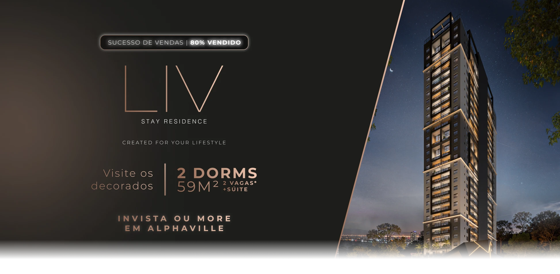 Perspectiva do Liv Stay Residence, lançamento RSF na Av. Mackenzie em Alphaville, Barueri