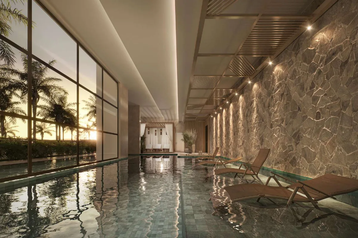 Piscina coberta do Oásis Home Resort, para uso o ano inteiro