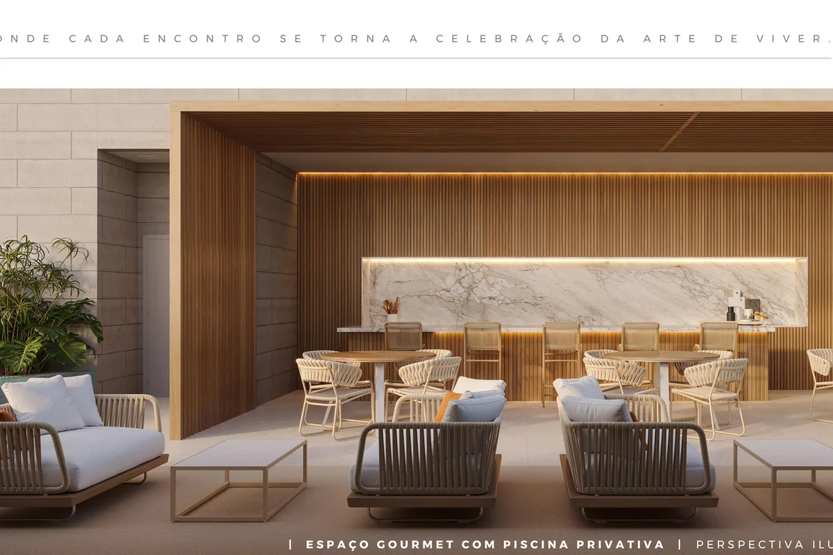 Espaço gourmet com piscina privativa do Vista Alphagran